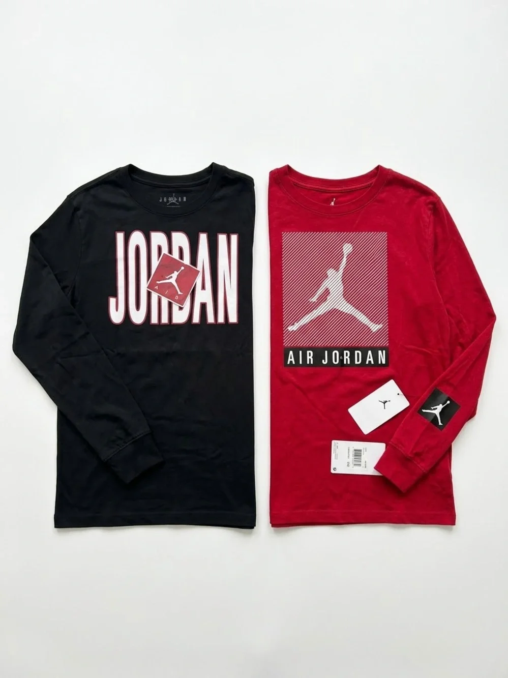 JORDAN | Bundle x 2 | NWT | XL Youth Long Sleeve Shirts | Black & Red Classic